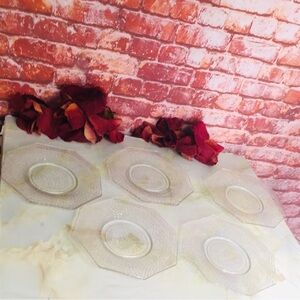 Antique 1920s LE Smith BY Cracky Clear 6” Depression Glass Dessert Plates